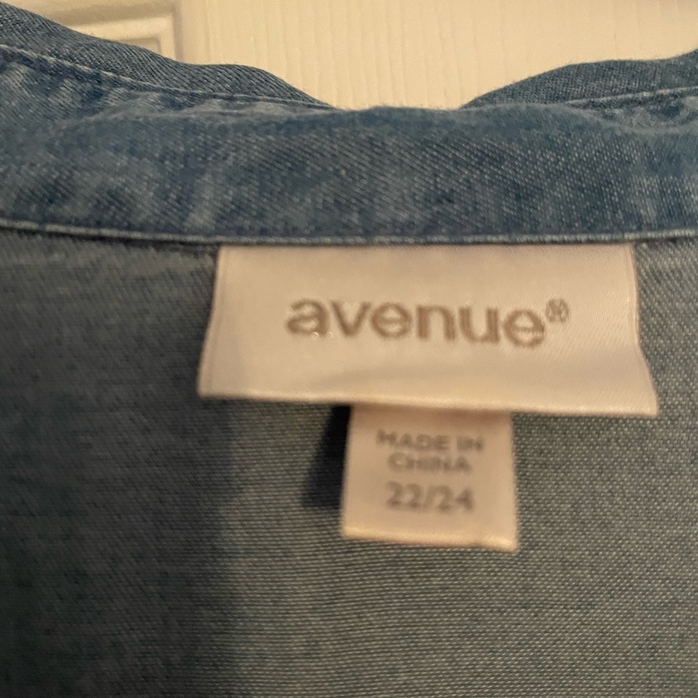 Soft Denim Relaxed Button Down Shirt – Cutout Shoulder, 3X - Picture 3 of 9